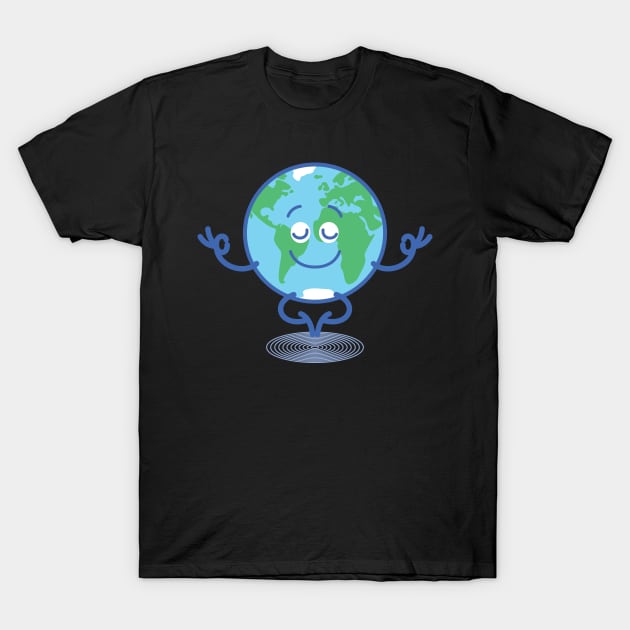 Joyful Planet Earth taking a peaceful time to meditate T-Shirt by zooco